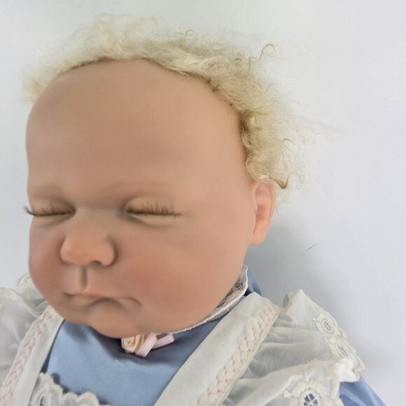 Vintage BERENGUER Reborn Baby Girl Doll 19” Eyelashes Weighted‎ Mohair Blond - Picture 4 of 16
